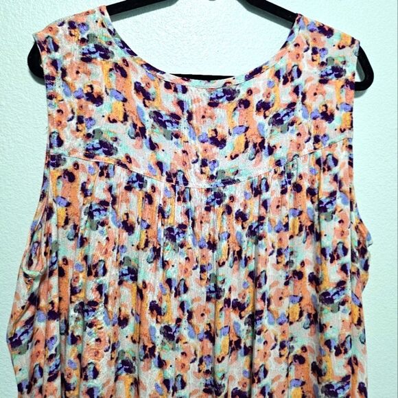 Caffè Marrakesh Feminine Floral Button Down Tank Top Blouse 100% Rayon Size 3X - Picture 10 of 12